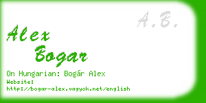 alex bogar business card